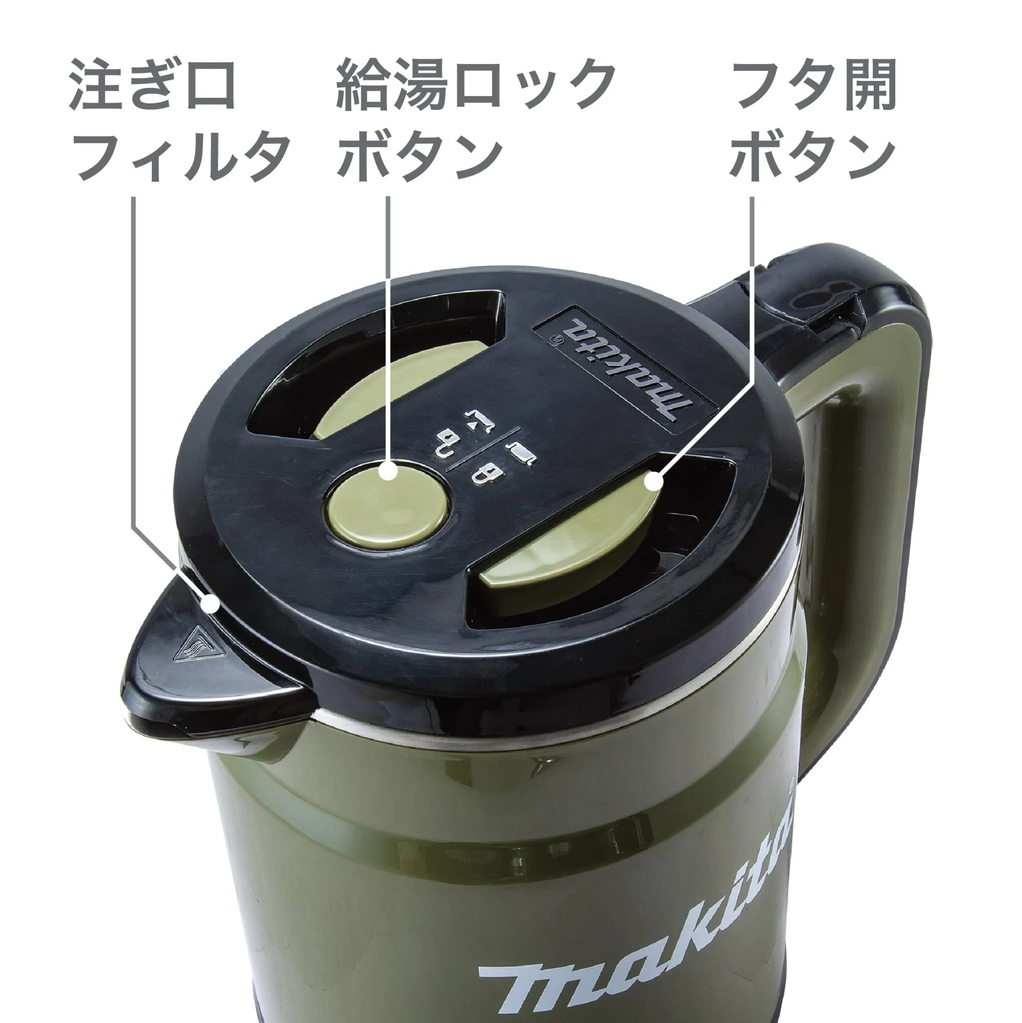 Makita Rechargeable Kettle 40Vmax (Olive) KT001GZO Battery and Charger Sold Separately - Image 5
