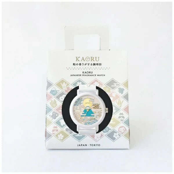 MARUZEKI unisex watch silicone band KAORU Mount Fuji hinoki scent White KAORU002FH - Image 3
