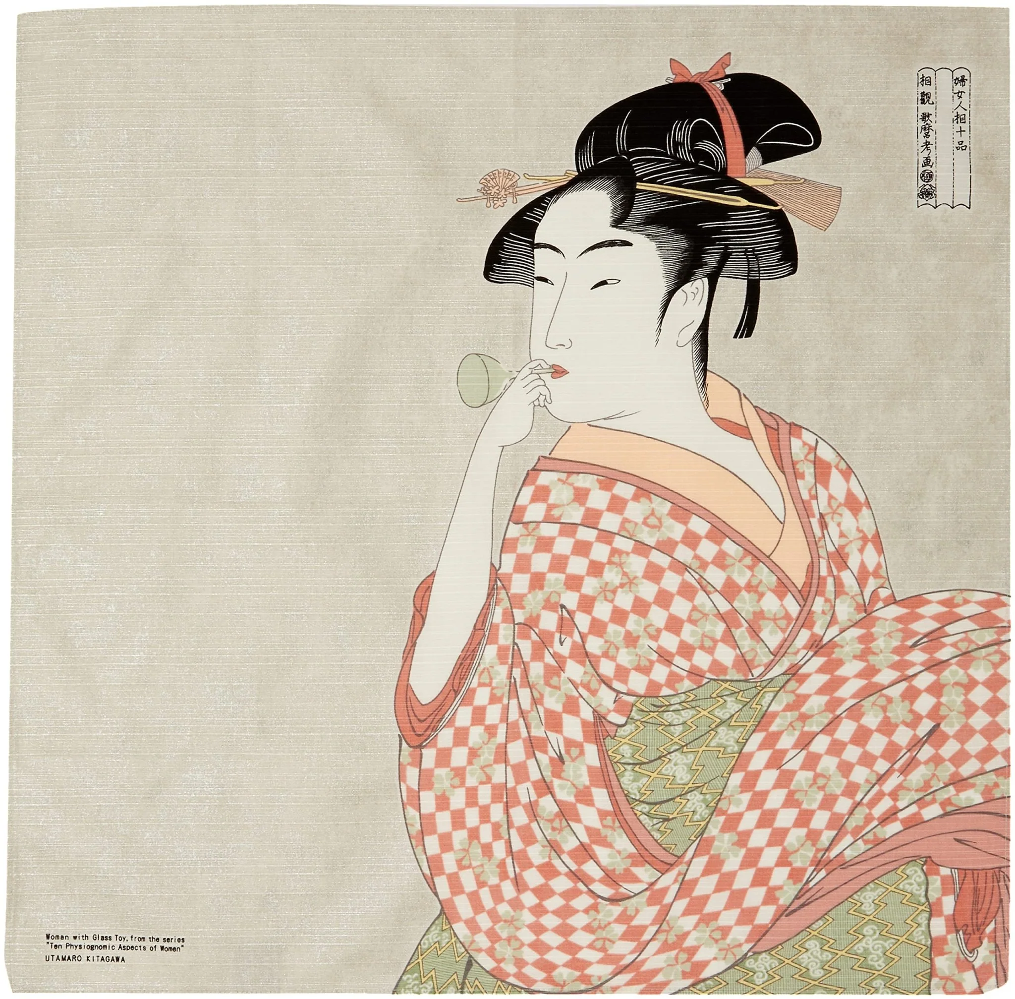 Maruzen Japanese Cotton Furoshiki Utamaro Glass Pattern 50x50cm No107