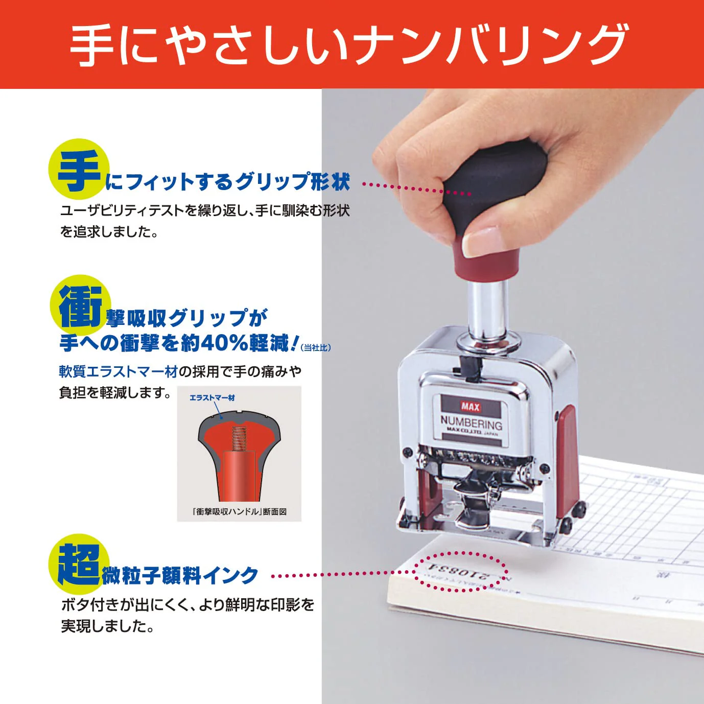 Max Numbering Stamp NR-504 Manual Office Tool - Image 4