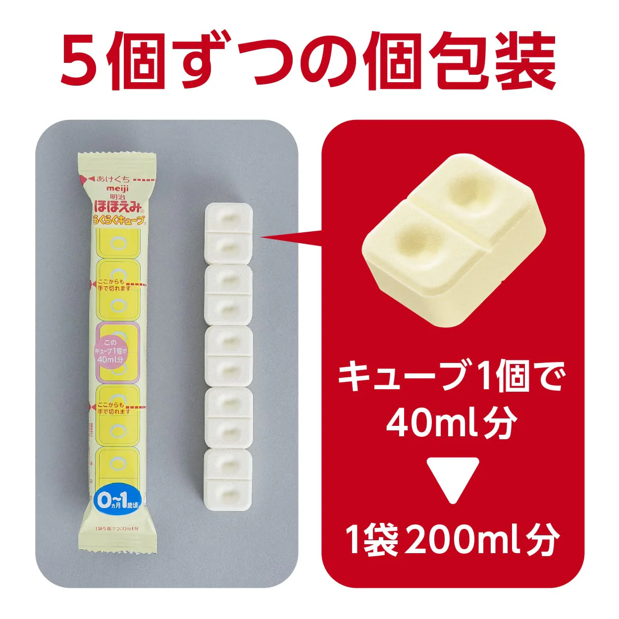 Meiji Hohoemi Infant Formula Baby Milk Easy Cubes 27g x 5 Pouches - Image 4