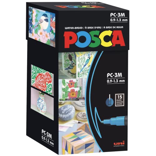 Mitsubishi Pencil Posca water-based pen fine round lead 15 colors PC3M15C - Image 2