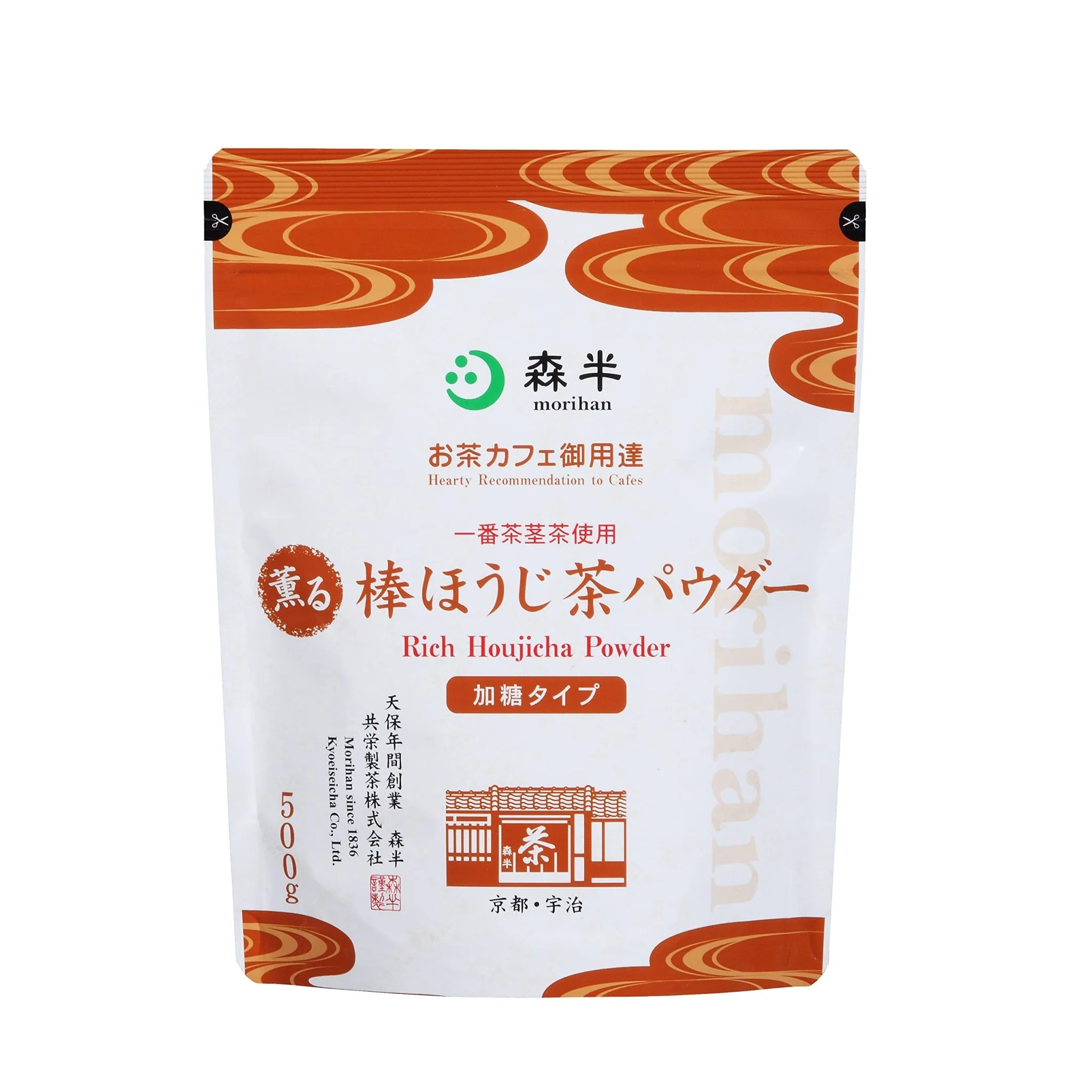 Morihan Hojicha Powder Stand Pouch Resealable 500g Easy Dissolve