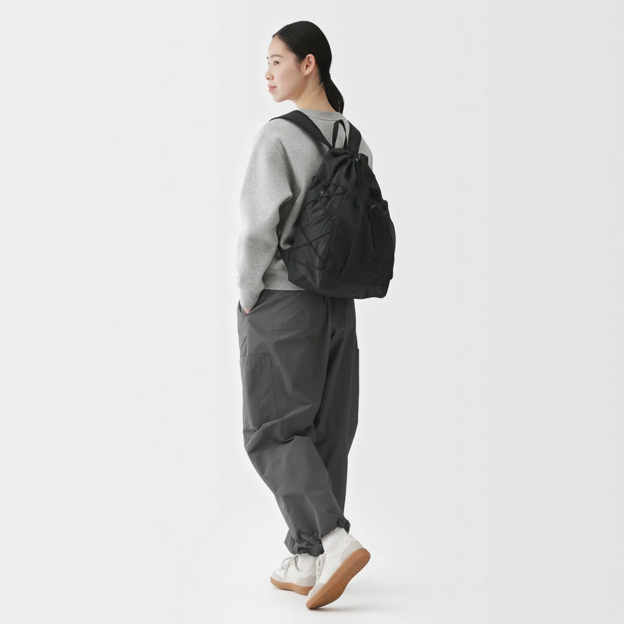 MUJI Water-Repellent Ripstop Backpack Unisex Adult Black - Image 2