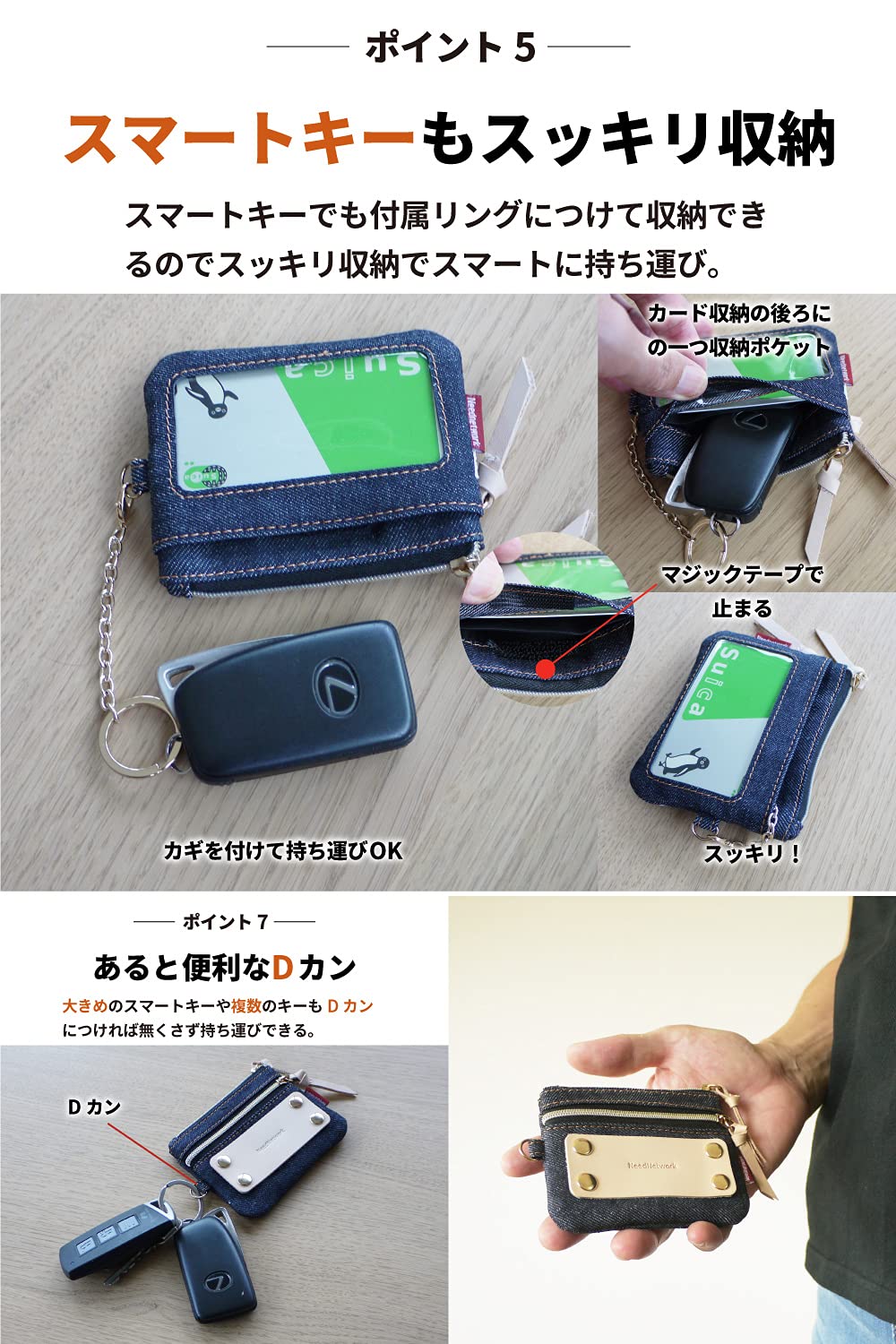 Need Network Okayama Denim Coin Purse Pass Case Key Holder Card Wallet Men - Image 5
