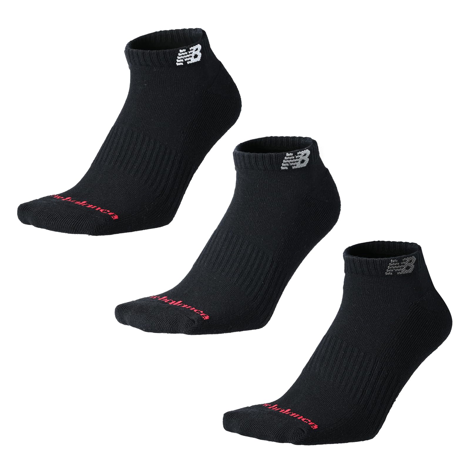 New Balance Unisex Short Length Ankle Socks LAS55636 Black 3 Pack