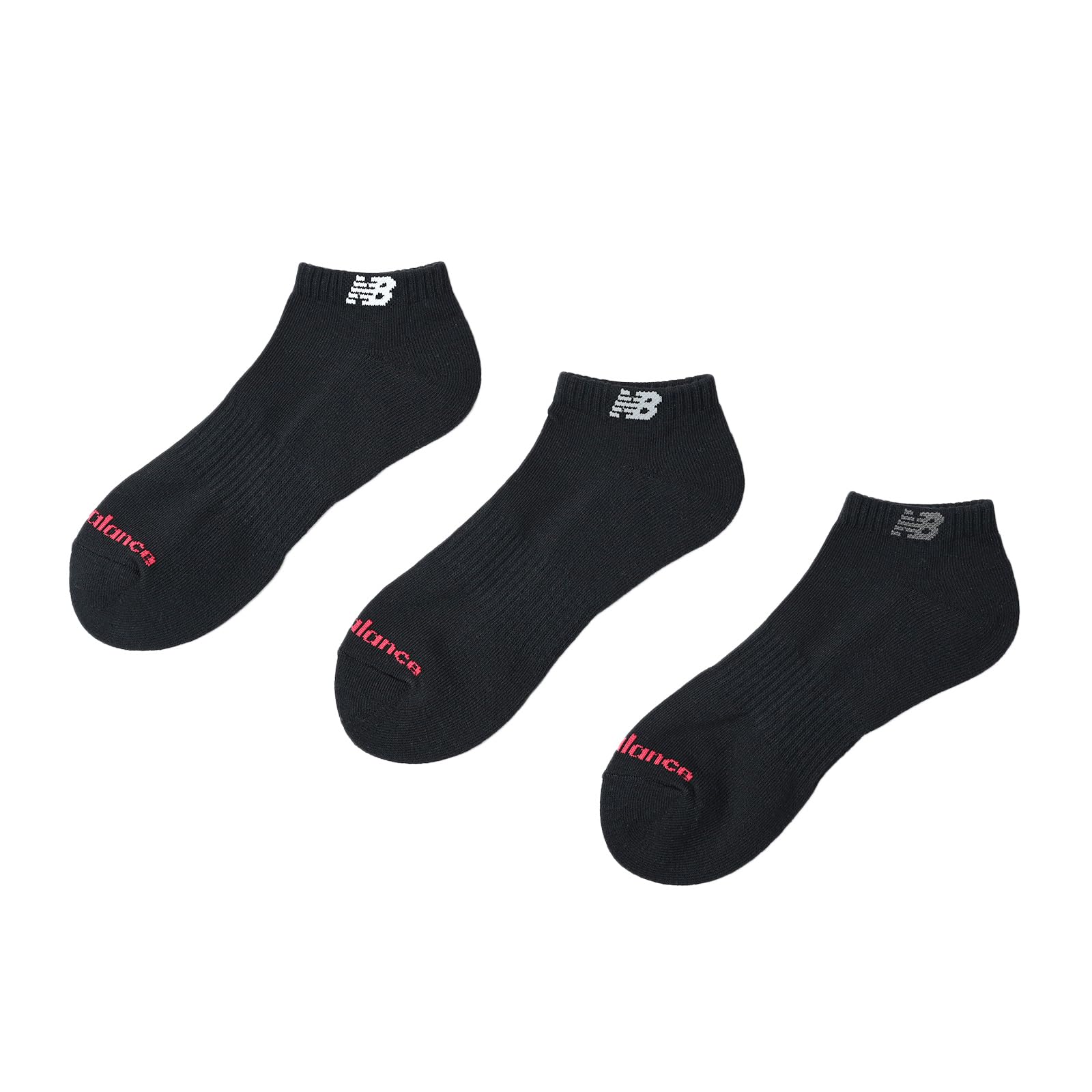New Balance Unisex Short Length Ankle Socks LAS55636 Black 3 Pack - Image 2