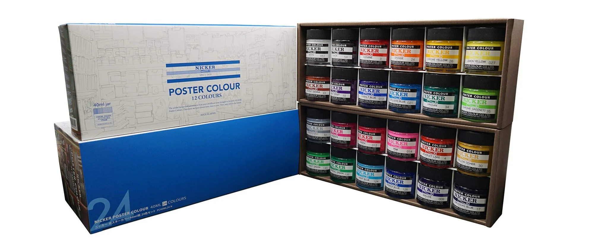 Nicker Colour Watercolor and Poster Paint Set 24 Colors 40ml PC40ML24N