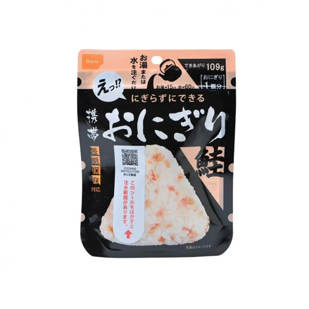 Onisi Japanese Emergency Rice 5 Year Shelf Life Portable Salmon Onigiri 42g Made in Japan