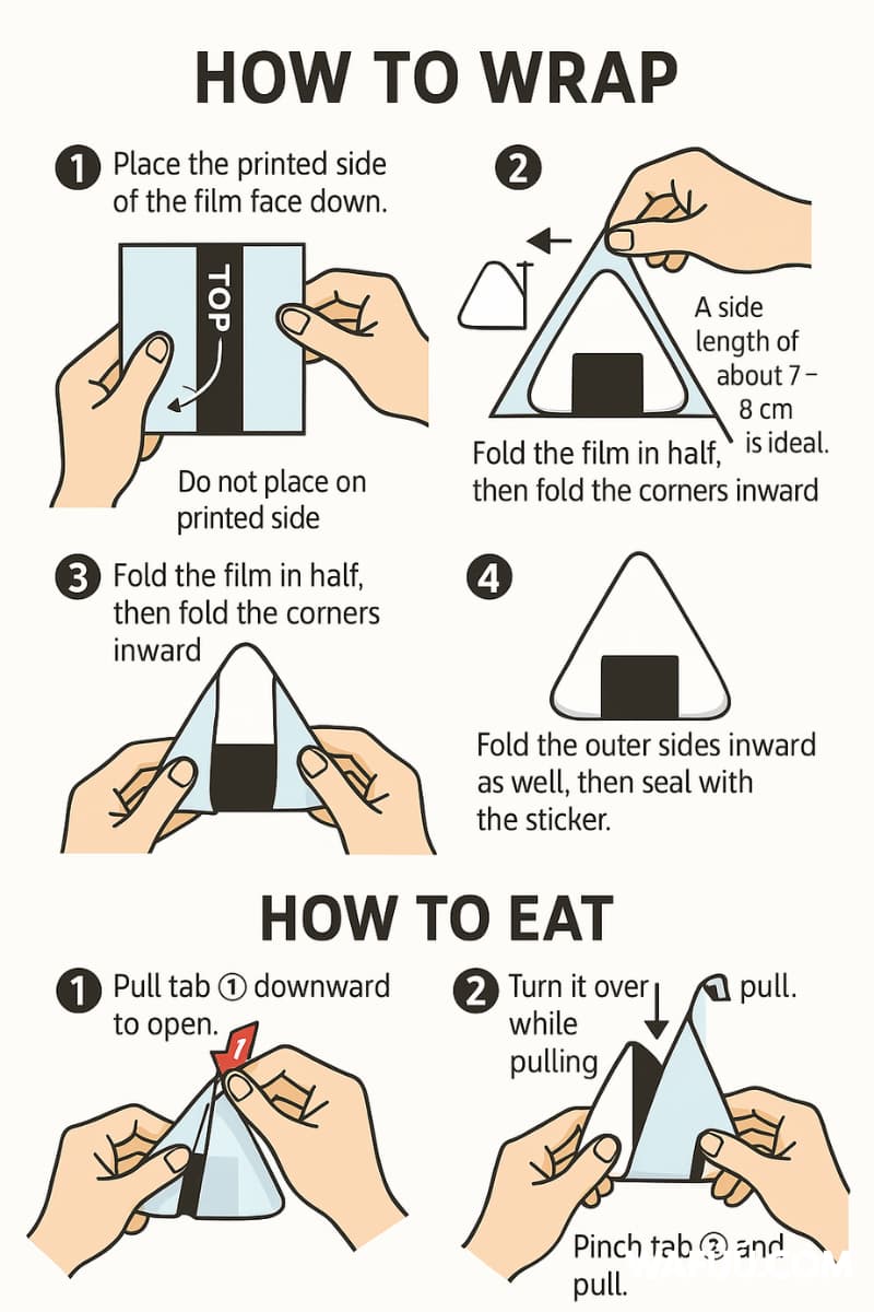Onigiri Film Rice Ball Wrapping Sheets 50 Pieces - Image 3