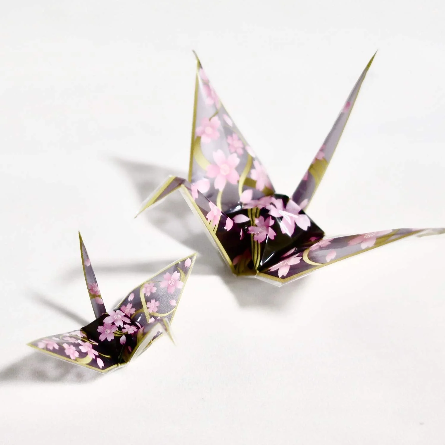 Ori Esther Origami: Cranes with Cherry Blossom Pattern 3 colors 18 sheets - Image 7