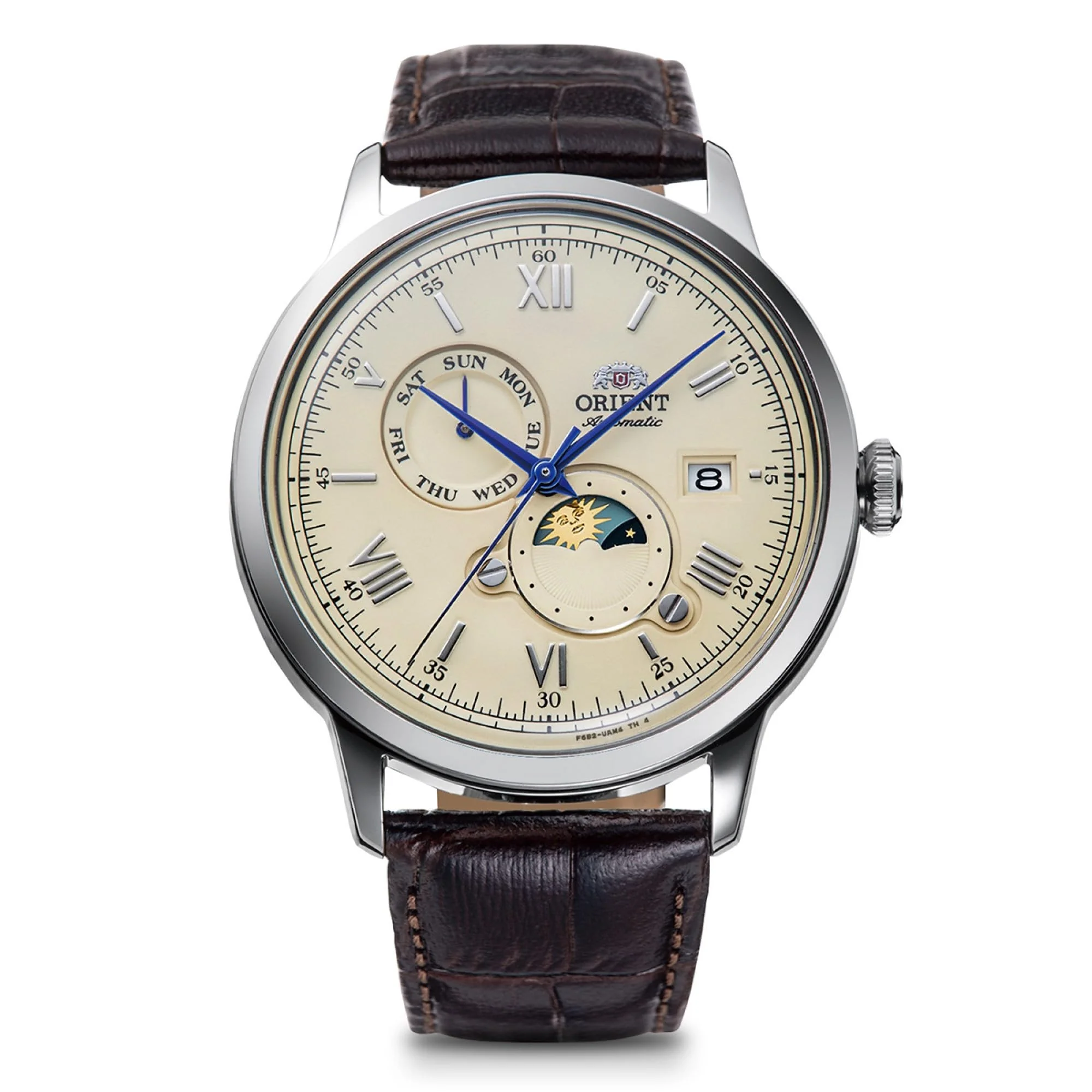 Orient Bambino Sun Moon Automatic Watch RN-AK0803Y Ivory