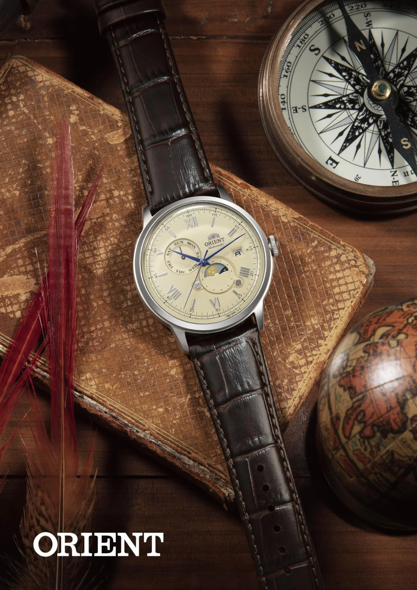 Orient Bambino Sun Moon Automatic Watch RN-AK0803Y Ivory - Image 4