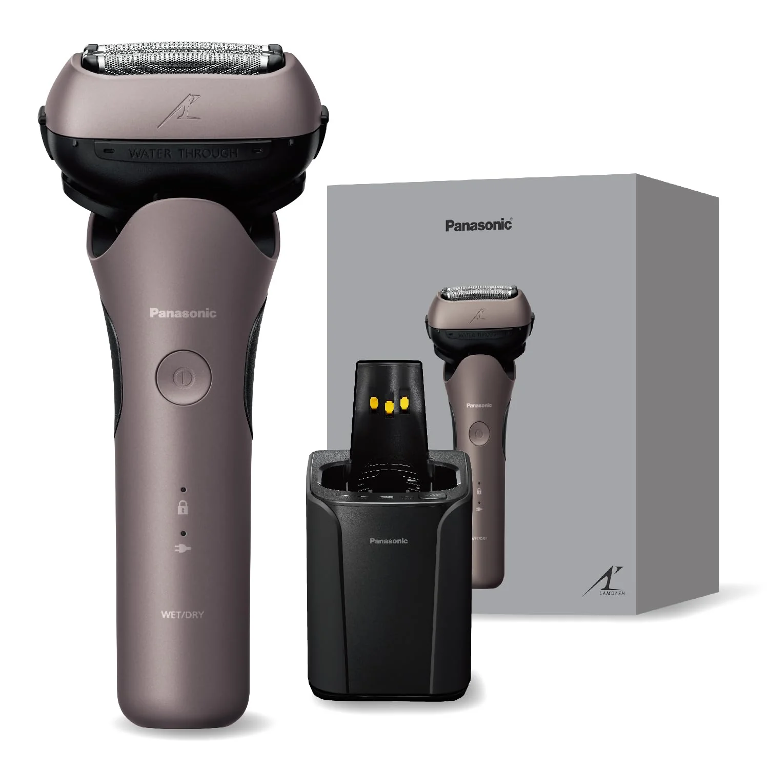 Panasonic Lamdash 3-Blade Electric Shaver w/ Auto Clean Charger Brown Gold AC100-240V