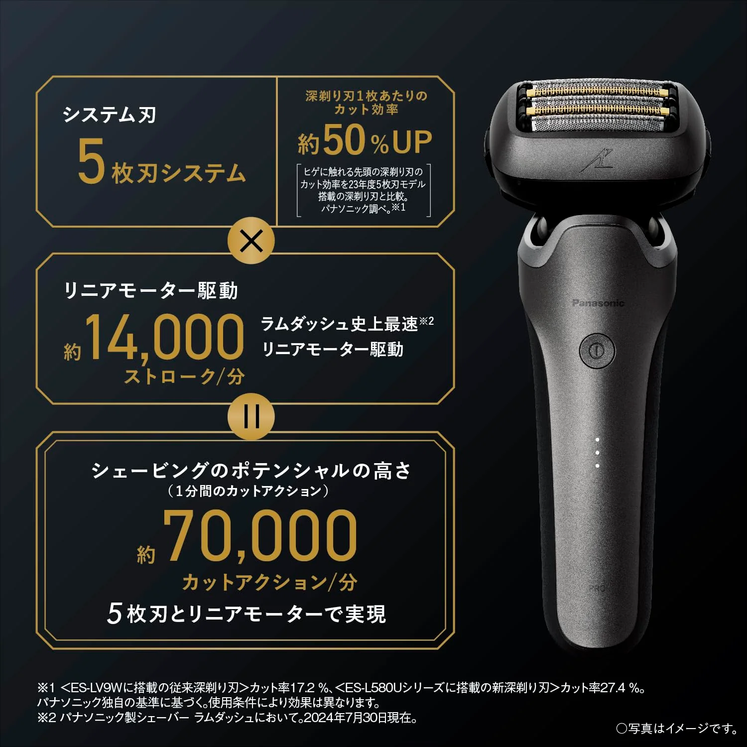 Panasonic Lamdash Pro 5-Blade Electric Razor ES-L580U-S Silver Mens Shaver AC100-240V - Image 4