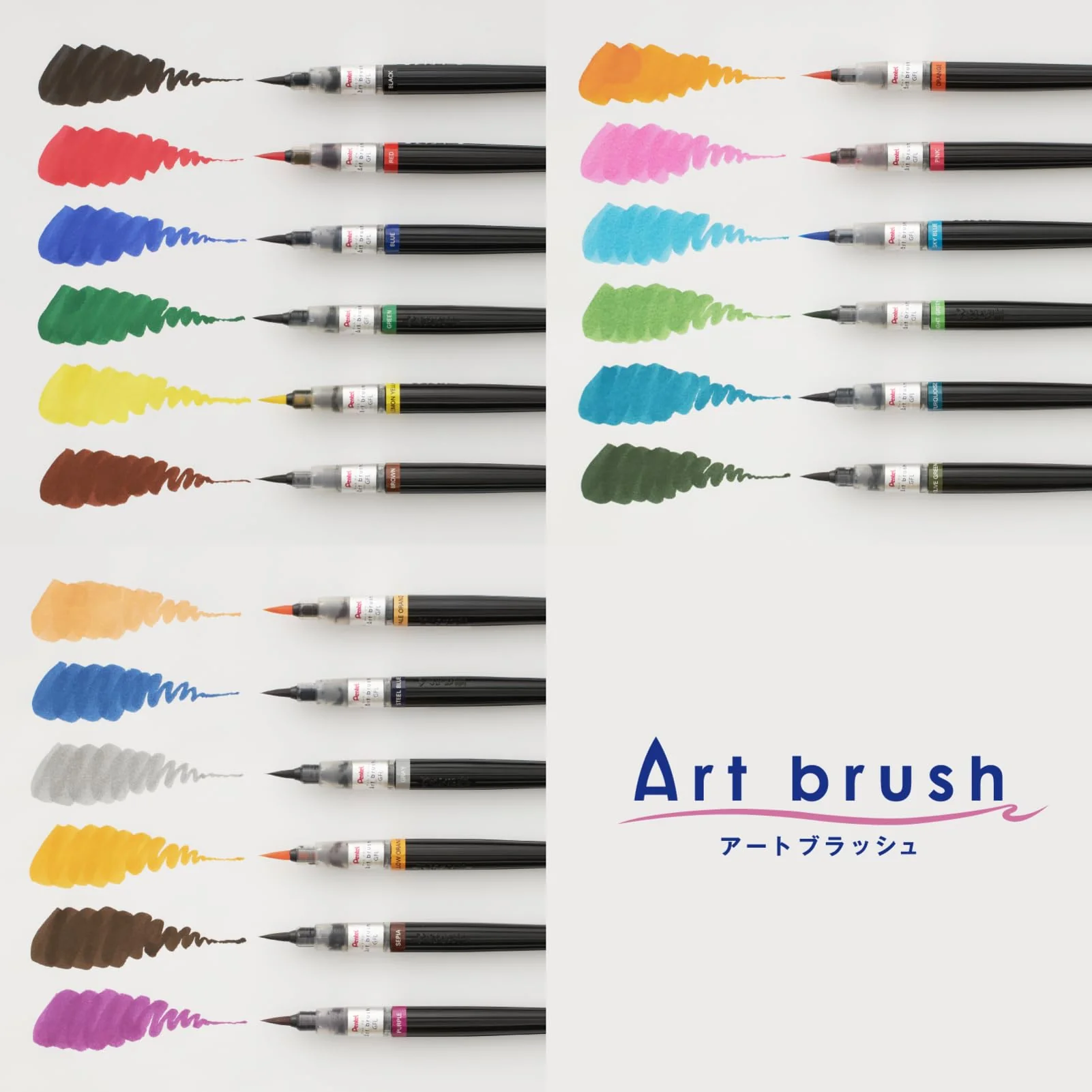 Pentel Color Brush Pen Art Brush Set XGFL-18ST 18 Colors - Image 7