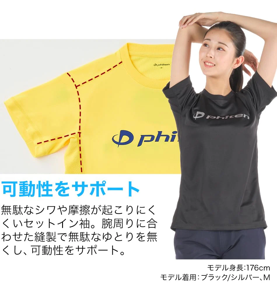 Phiten T Shirt Raku Shirt Lightweight Light Gray White - Image 9