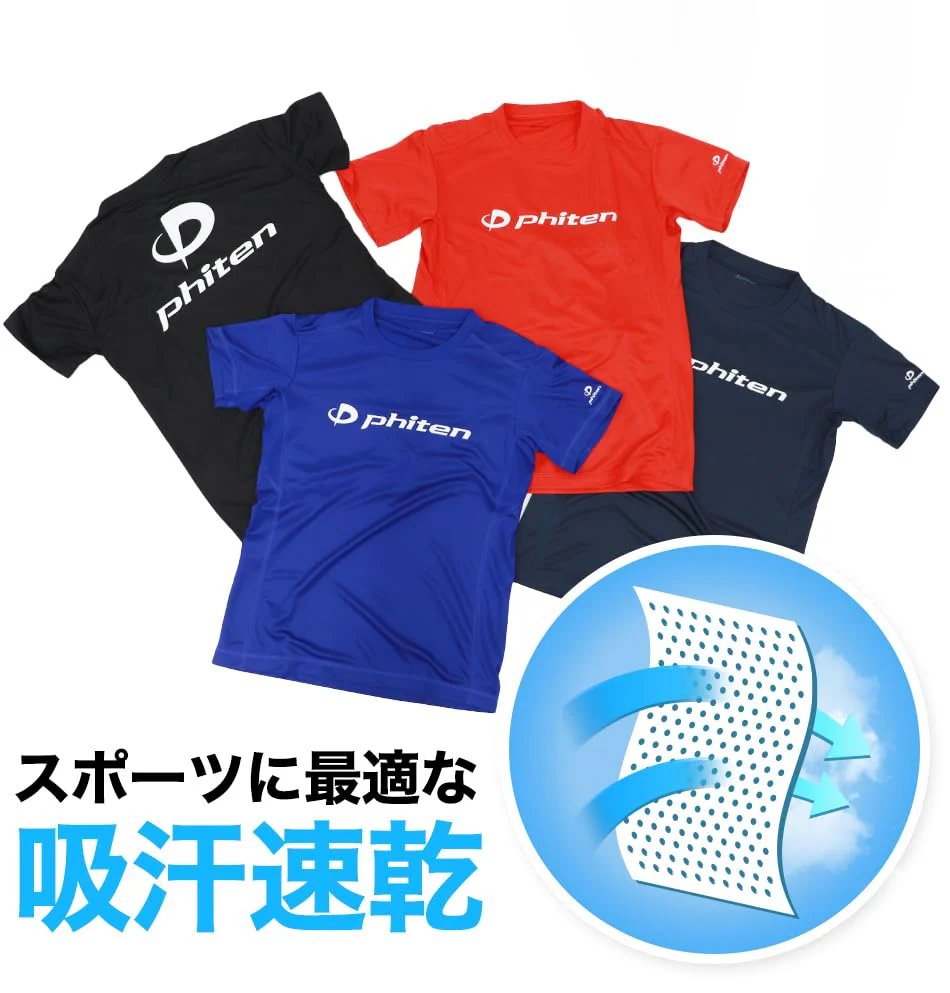 Phiten T-Shirt Raku Shirt Navy White - Image 6