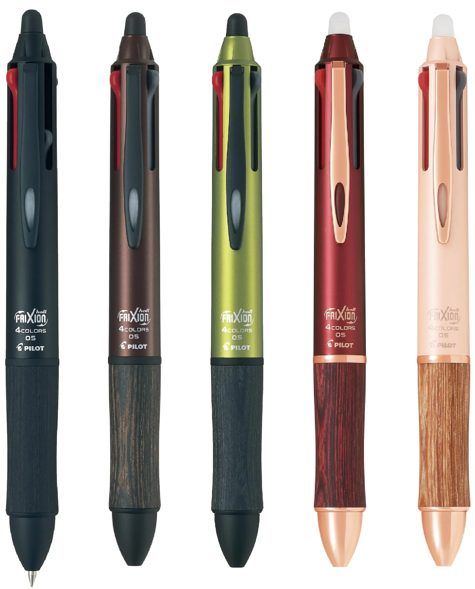 PILOT FriXion Ball 4 Wood 0.5mm Multicolor Erasable Pen Bordeaux (LKFB3SEFBO) - Image 5