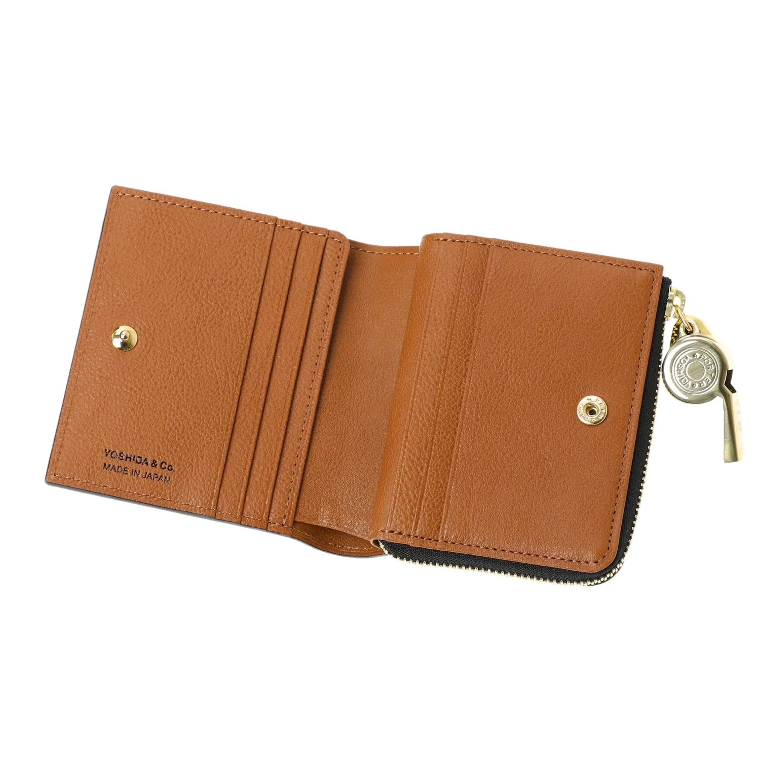 PORTER TONE Leather Bifold Wallet Compact Shrink Cowhide Made in Japan with ACME Whistle - Image 4