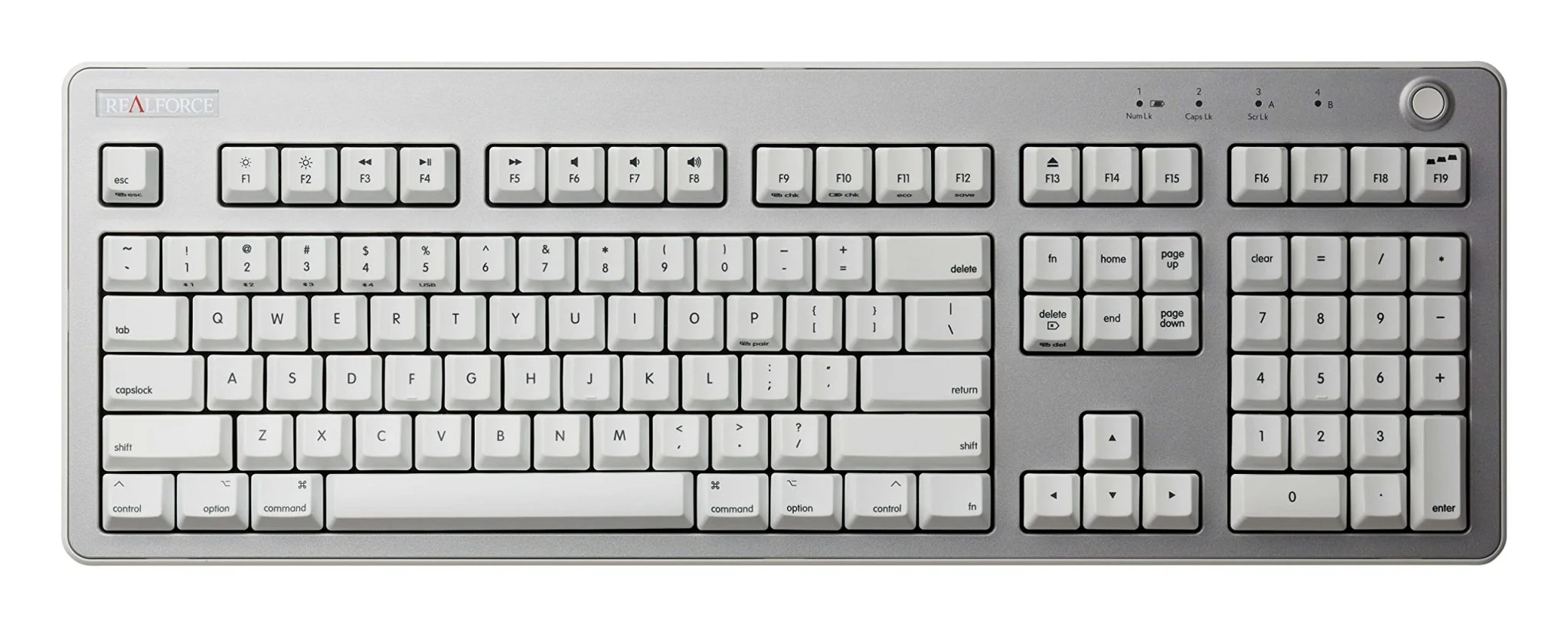 REALFORCE R3 Keyboard Hybrid Full 45g Array for Mac English Array Light Silver & Super White R3HF21