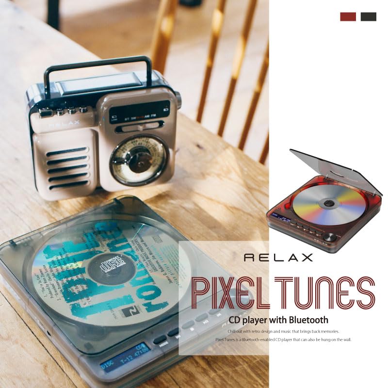 RELAX Pixel Tunes Retro CD Player (1983) w/Speaker  Bluetooth Transmit  Wall-Mount  Battery - Image 2
