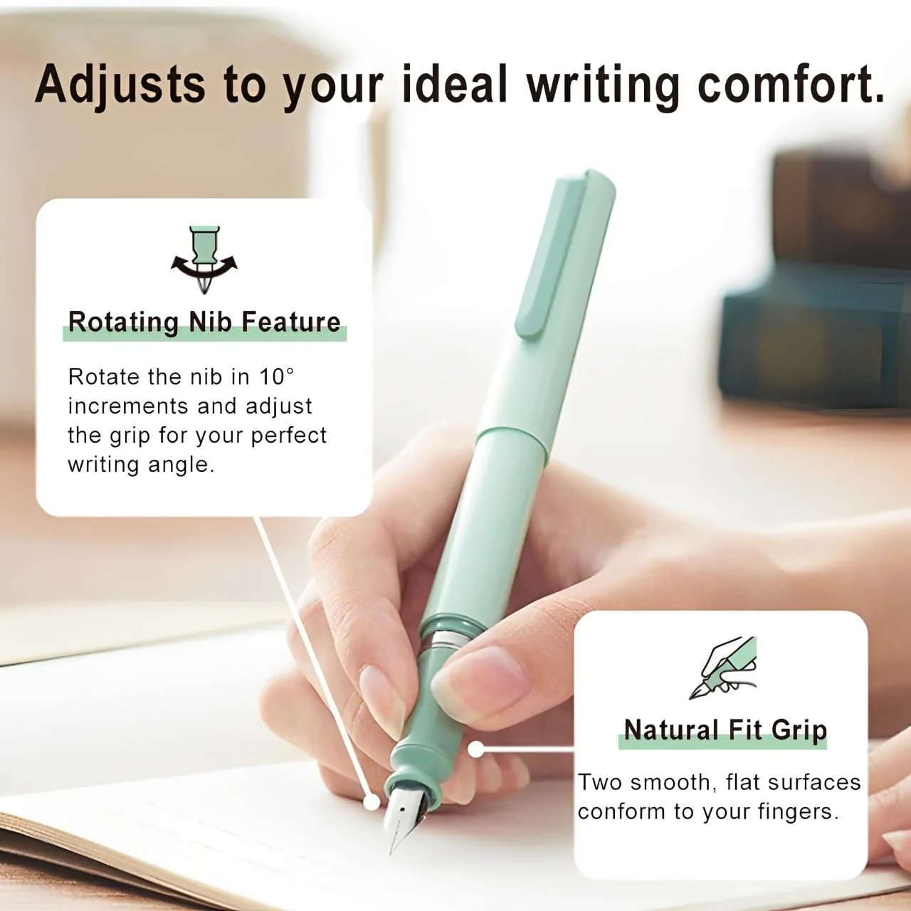 Sailor Tuzu Adjustable Fountain Pen Fine Nib Green with 2 Cartridges - Image 3