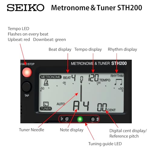 Seiko Blue Metronome & Tuner w/ Pickup Mic 2‑Piece Special Pack (STH200BLSP) - Image 4