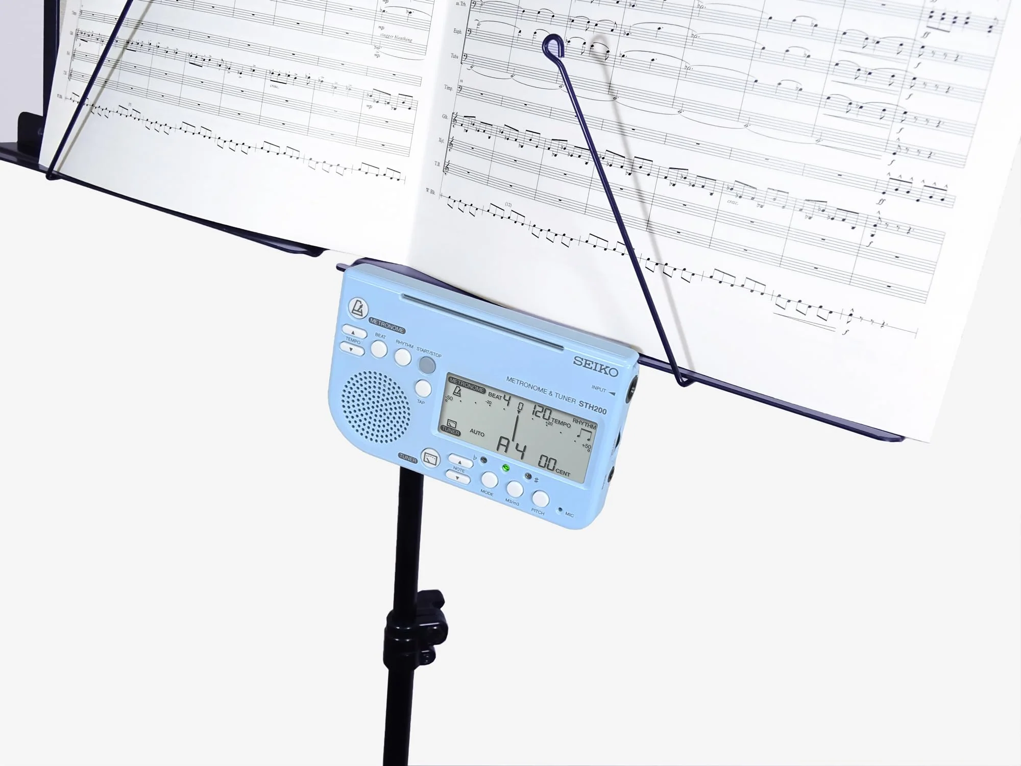 Seiko Blue Metronome & Tuner w/ Pickup Mic 2‑Piece Special Pack (STH200BLSP) - Image 6