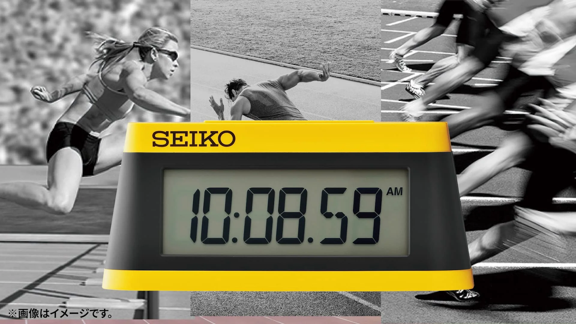 SEIKO Digital Alarm Clock - Sports Timer Design  Yellow/Black (SQ818Y) - Image 2