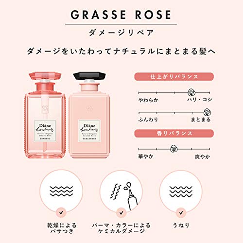 Diane Shampoo & Treatment Set Grasse Rose Fragrance DAMAGE REPAIR Diane Bonheur 500ml - Image 2
