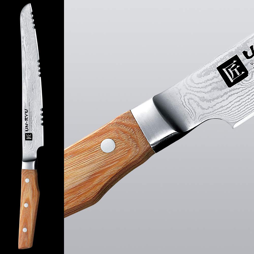 Shimomura Kogyo Damascus Kitchen Bread Knife UNR-06 Made in Japan VG10 33 Layer Steel 210mm Cloud Dragon Pattern Tsubamesanjo - Image 5