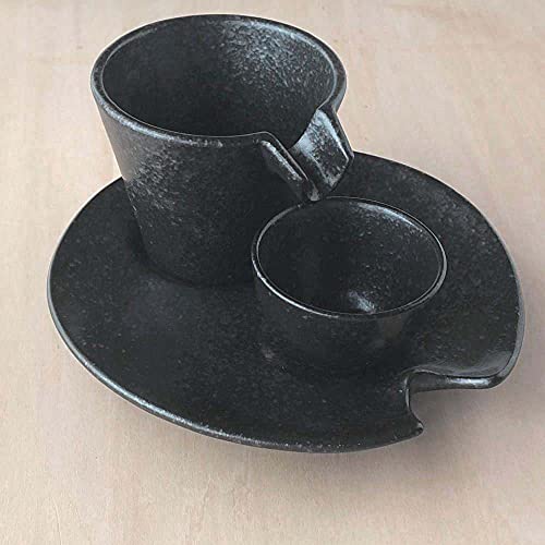 Silver and Black Shizuru Cold Sake Cup & Catch Set - Image 2