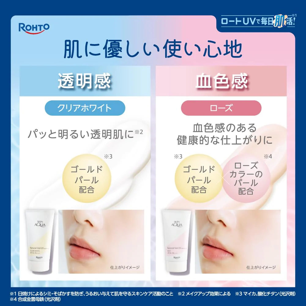 Skin Aqua Natural Veil UV Essence Sunscreen Sensitive Skin Rose 50g - Image 4
