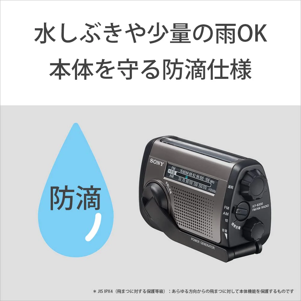 Sony Emergency Radio ICF-B300 Hand-Crank FM/AM LED Light Black - Image 8