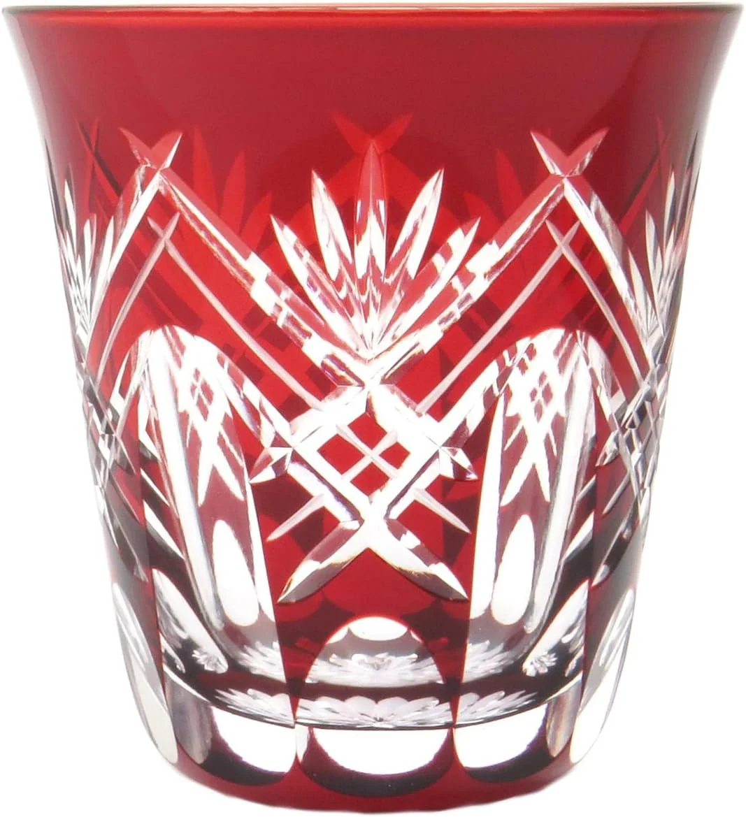 Sumida Edo Kiriko Glass Shochu Tumbler Gift Box KY-33 Red 290ml Japan Made - Image 8