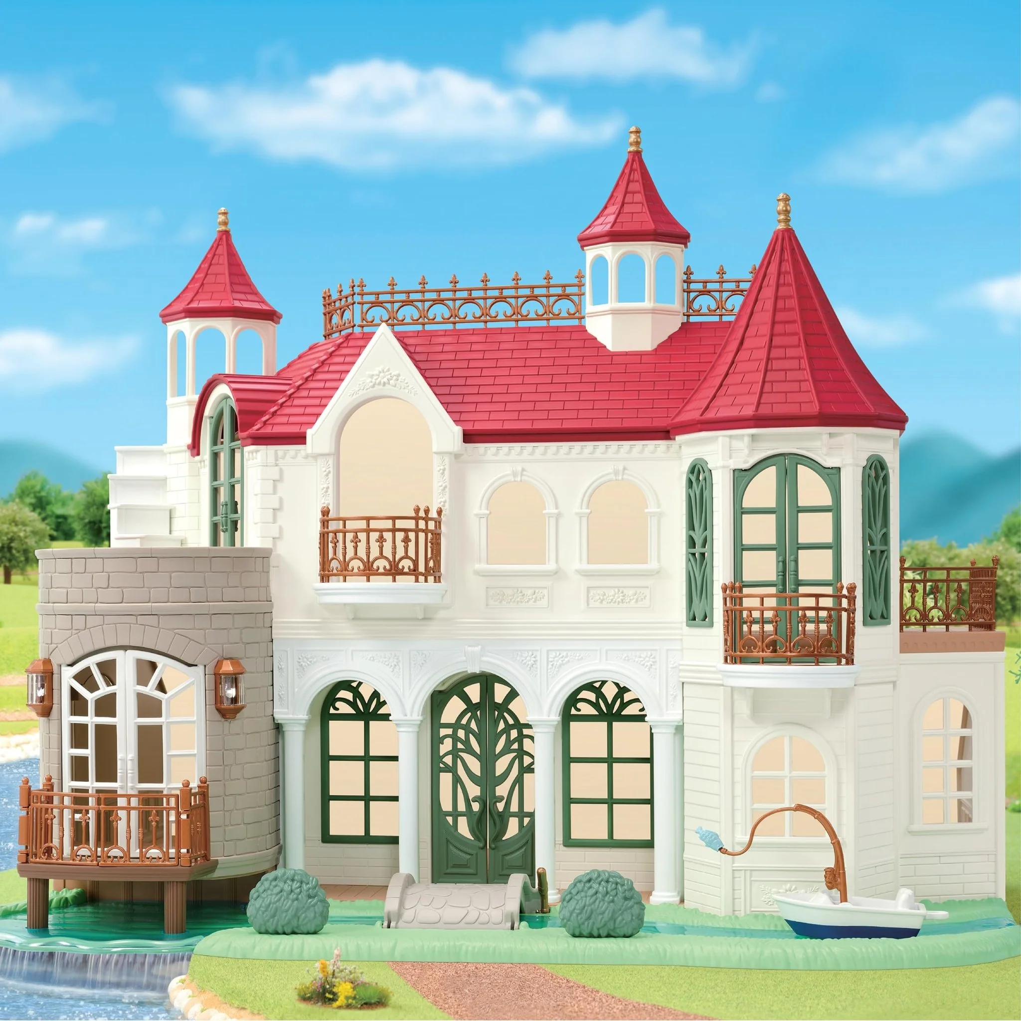 Sylvanian Families H-52 Sparkling Waterside Red-Roof Dollhouse (Ages 3+) - Image 2