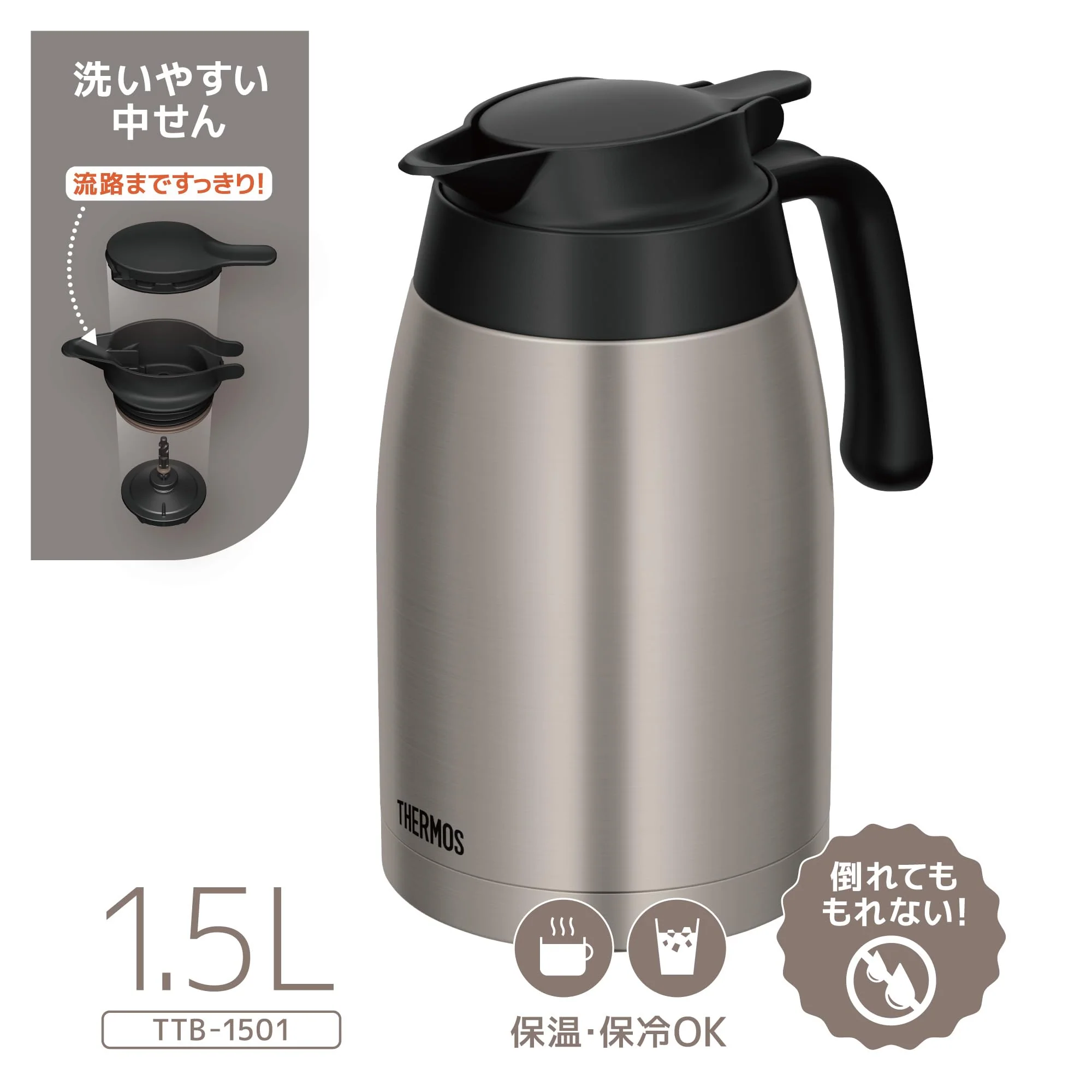 Thermos Stainless Steel Pot Insulated Tabletop Vacuum Flask TTB-1501 Matte 1.5L - Image 2