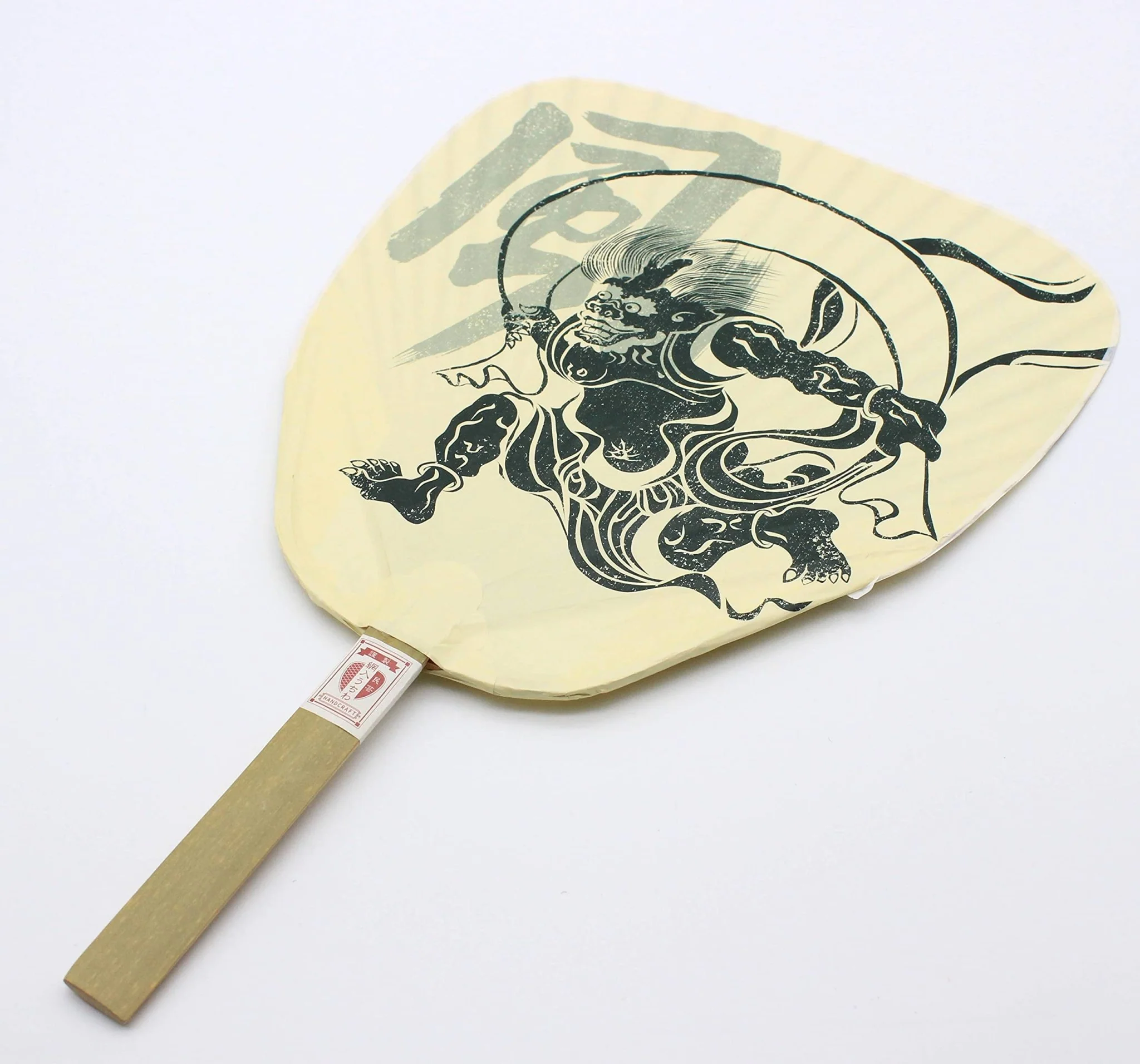 Traditional Bamboo Uchiwa Fan with Wind and Thunder God Design 6115 - Image 3