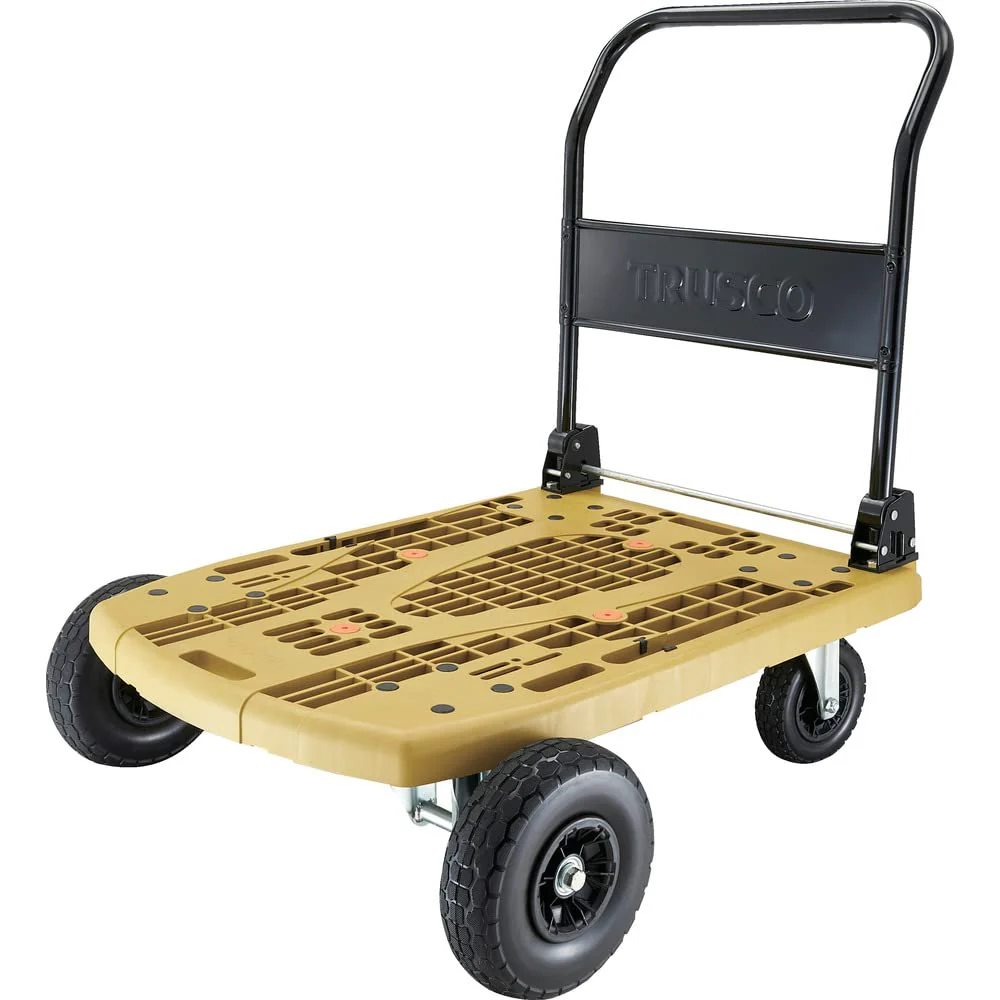 TRUSCO Resin Platform Cart Off-Road 900×600 No-Puncture Tires Olive