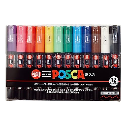 Uni 12 Posca Paint Markers 1M Markers with Extra Fine Tips