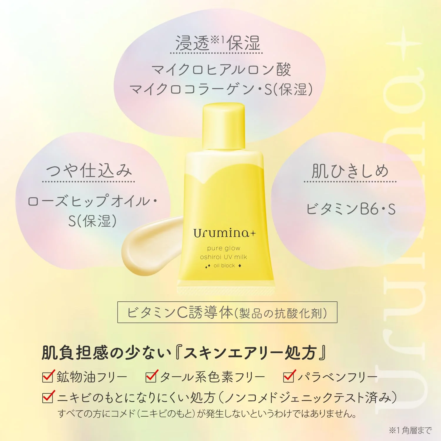 KOSE URUMINA PLUS Fresh Glossy Skin Oshiroi Milky Lotion Oil Block 01 (Yellow) - Image 7