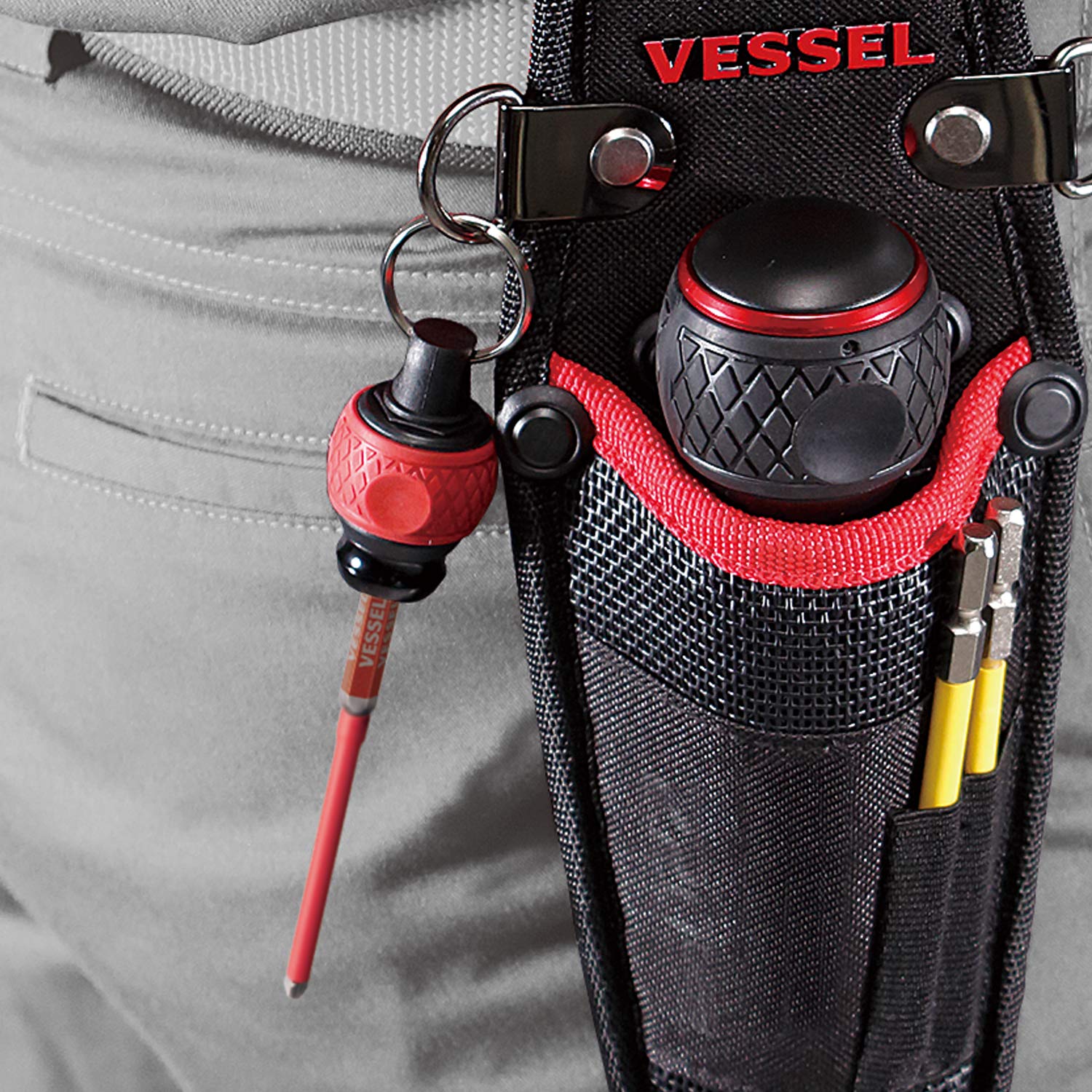 VESSEL Ball Grip Quick Catcher Bit Holder QB-22K2RY Red Yellow 2 Pieces - Image 6