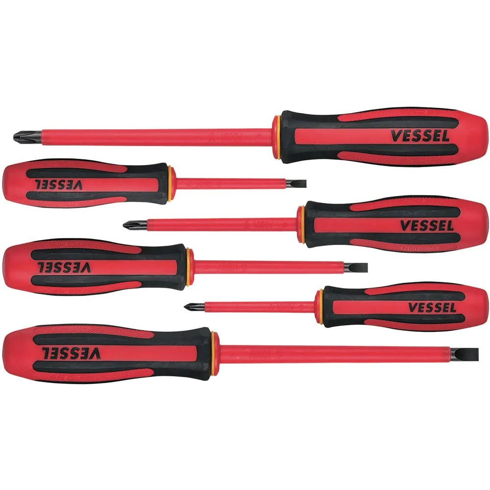 VESSEL Megadora Insulated 6-pc Screwdriver Set  VDE Certified (9606PS)