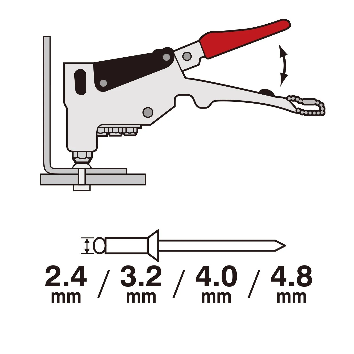 VESSEL RG-95 Heavy Duty Ratchet Rivet Gun Professional Hand Tool - Image 3