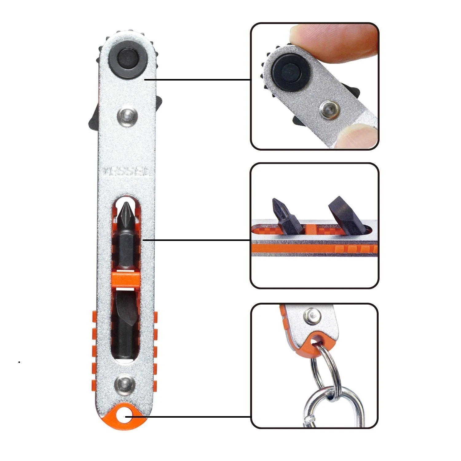 VESSEL TD-76 Flat-shaped Ratchet & Screwdriver Bits Set - Image 4