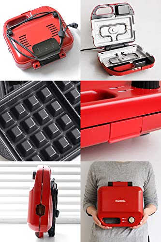 Vitantonio VWH-50-R Waffle & Hot Sandwich Bakers with 2 Baking Pans Red - Image 4