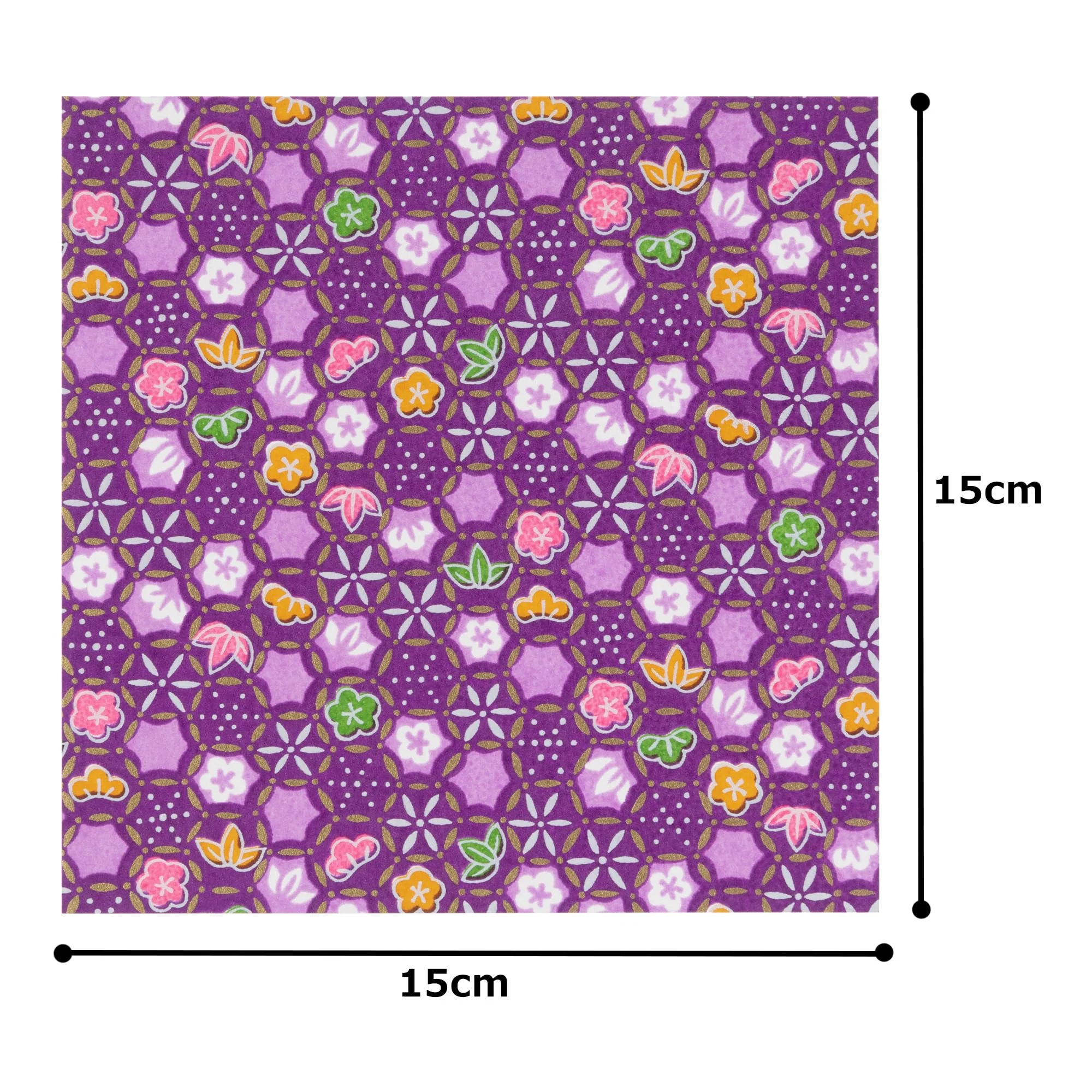 Washi Kwasumi Hand-Dyed Kyoto Yuzen Chiyogami Paper 15cm 5 Patterns Set - Image 2