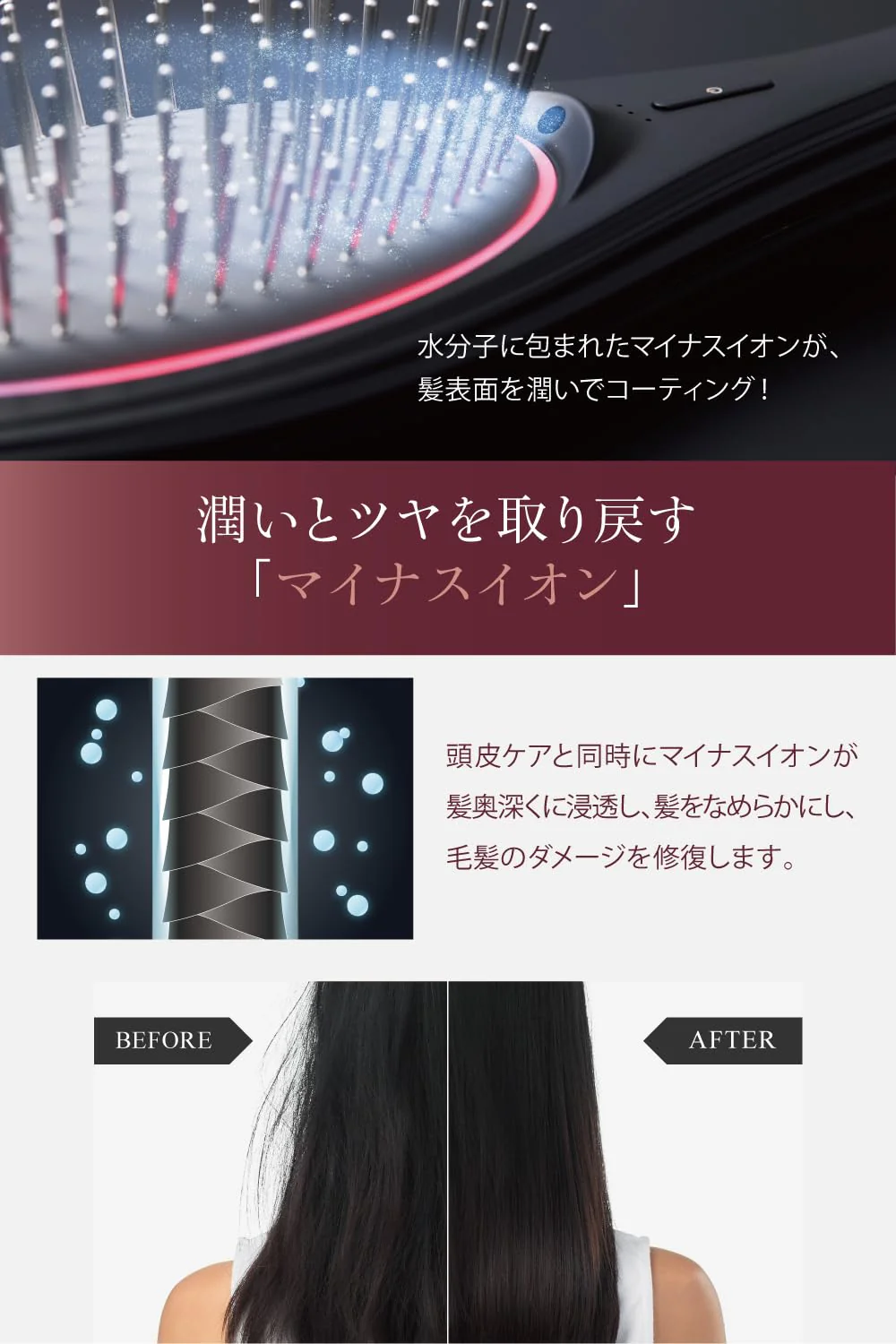 WAVEWAVE EMS Hair Brush LED Negative Ion Technology Black - Image 4