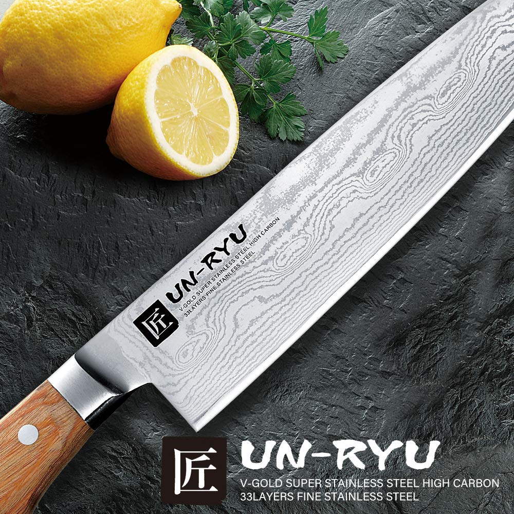 UN-RYU Damascus Chef Knife VG-10 33 Layers 210mm Made in Japan UNR-05 - Image 3